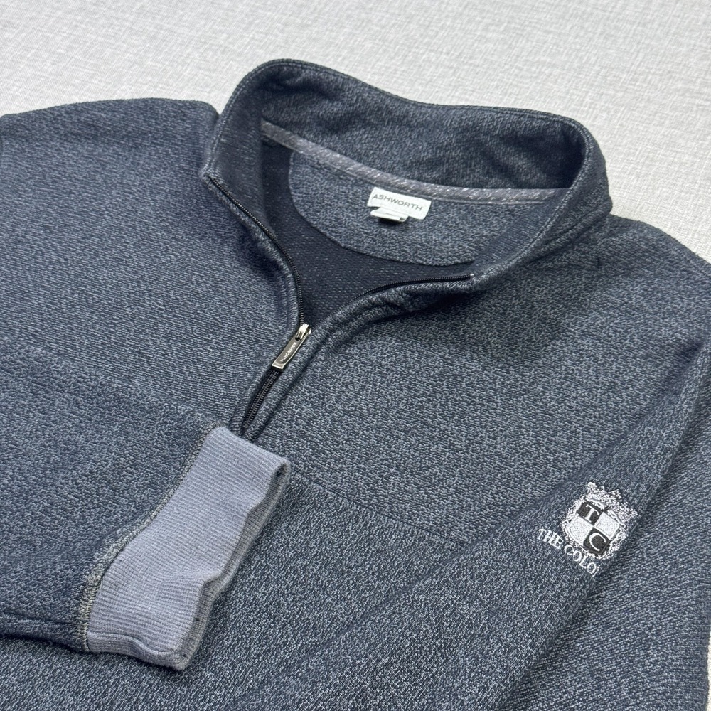 Ashworth Golf Sweatshirt Mens XL Gray Pullover 1/4 Zip Stretch Fleece Logo